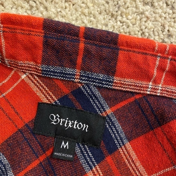 Brixton Men’s Red Plaid Button Down Shirt - Picture 4 of 7